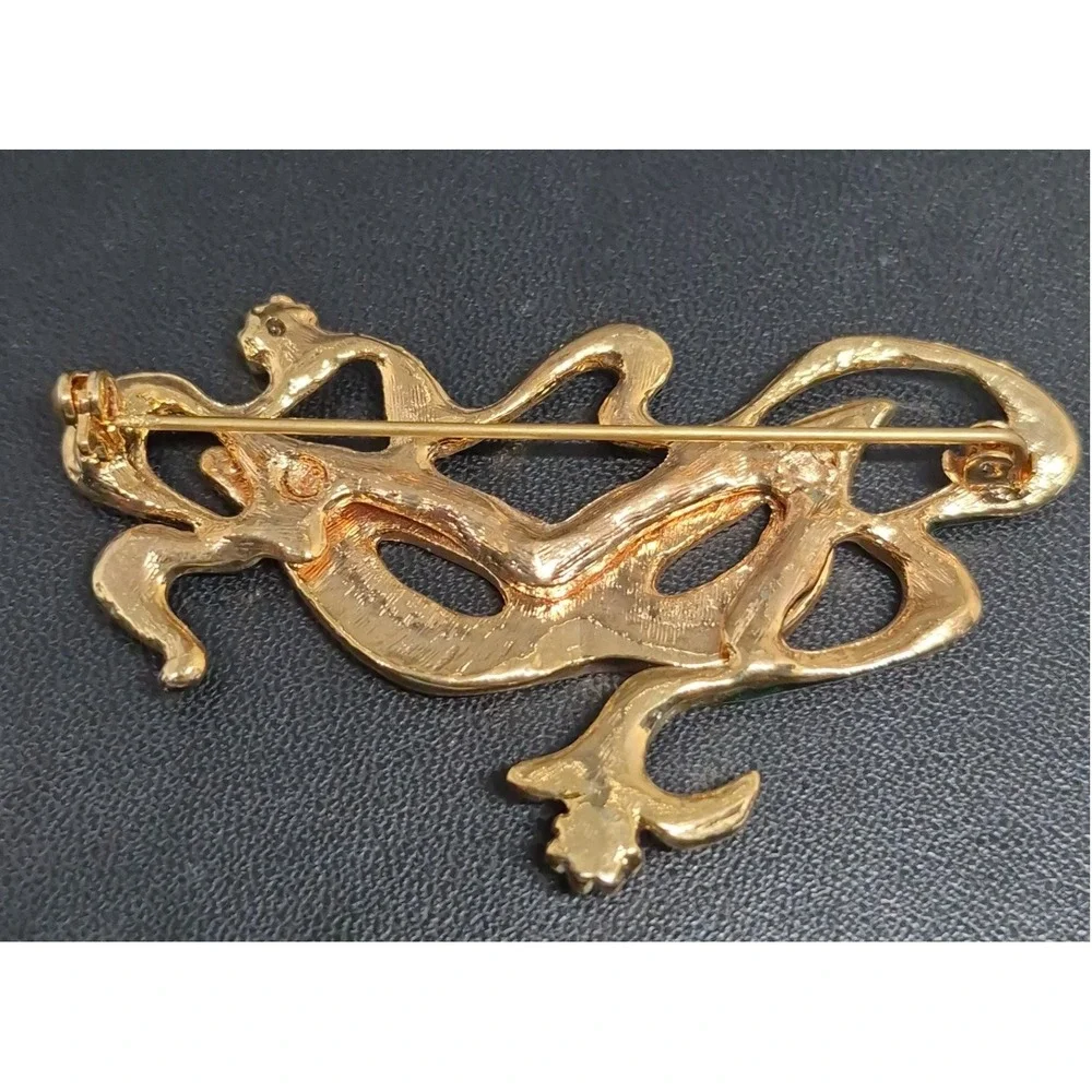 Masquerade Mask Brooch Comedy Tragedy Enamel Rhinestone Theater